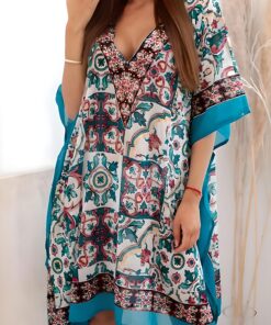 Damske plazove ponco s orientalnim vzorem mata