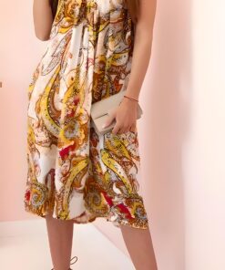 Damske saty na raminka s volnym strihem zluty